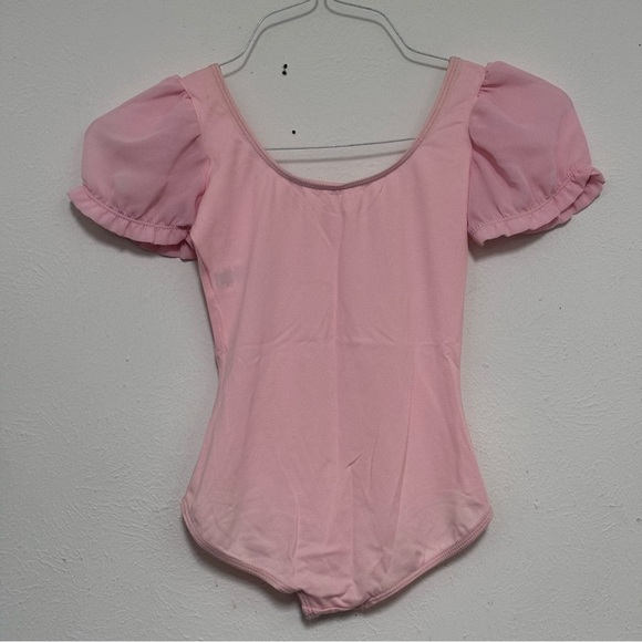 Danskin Freestyle Pink Leotard Gathered Bodice Girls Sz 8-10 - Picture 3 of 4